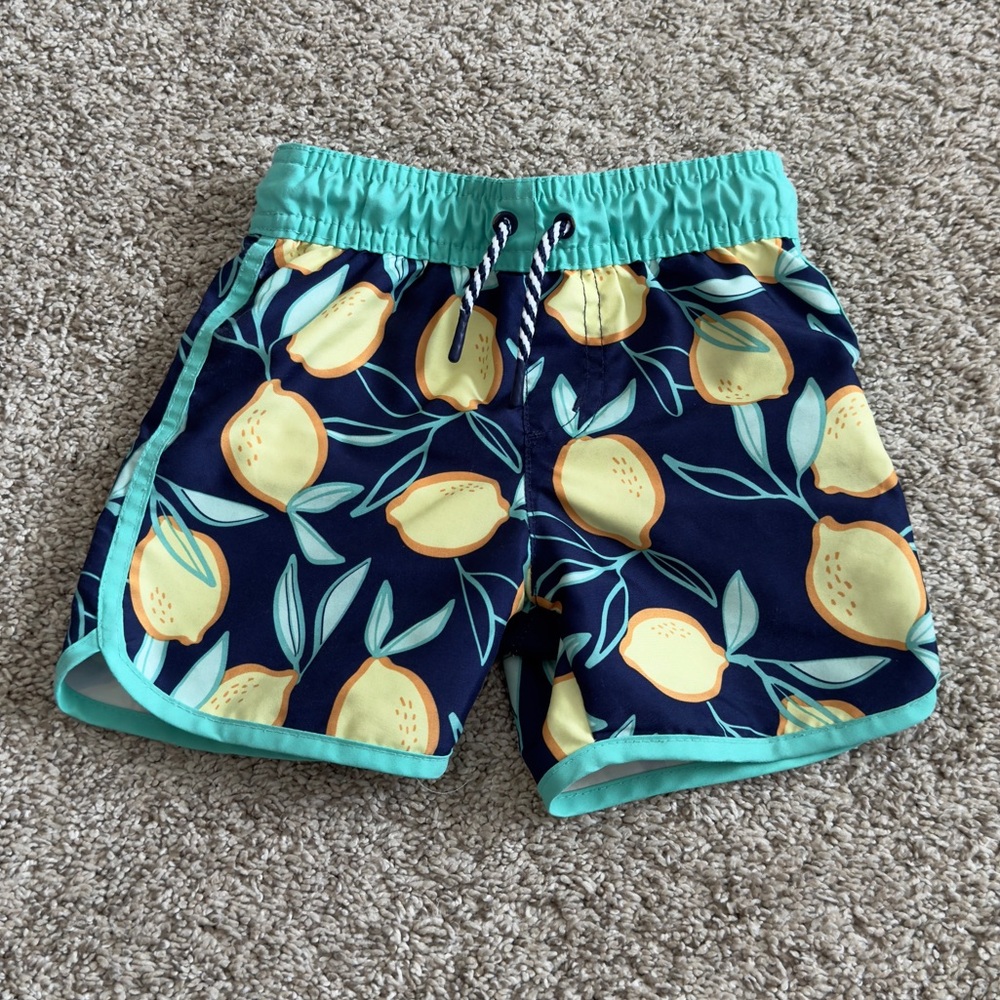 Cat & Jack toddler boys lemon swim shorts board shorts swim trunks size 2T